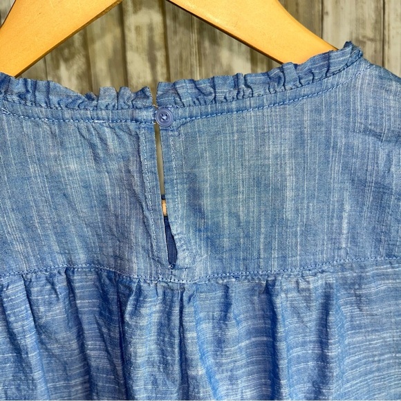 Loft Chambray Ruffle Sleeve Blouse - Picture 4 of 5